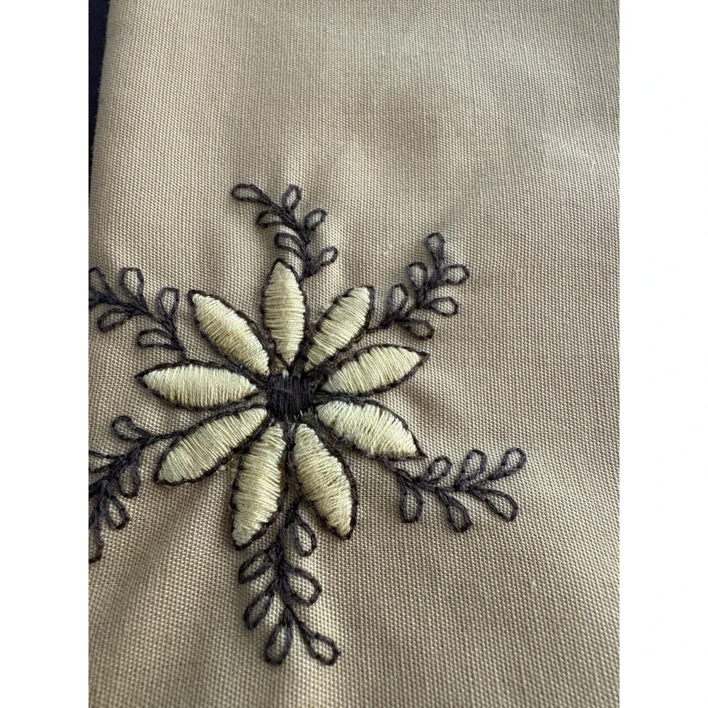 Cloth Napkins Vintage Set Of 6 MCM Yellow & Brown With Flower 16.5